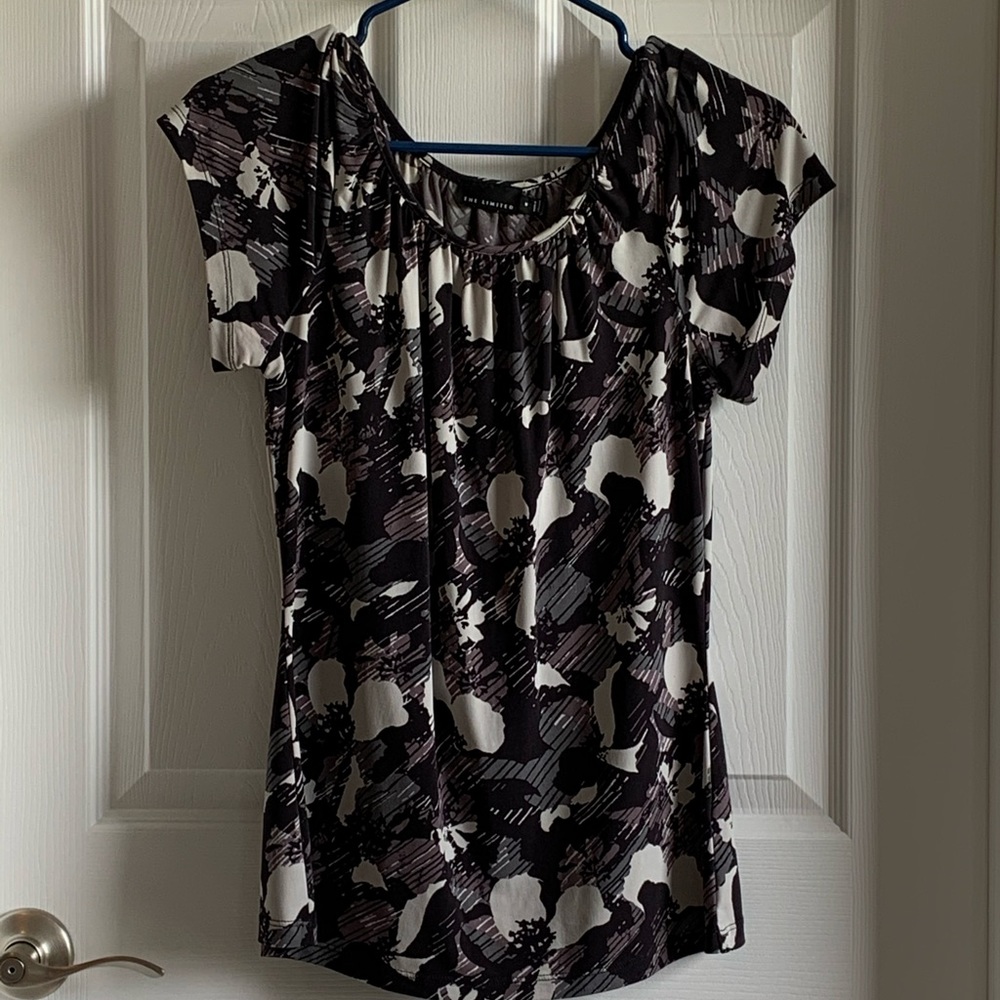 Dressy, Short Sleeved, Crew Neck Blouse